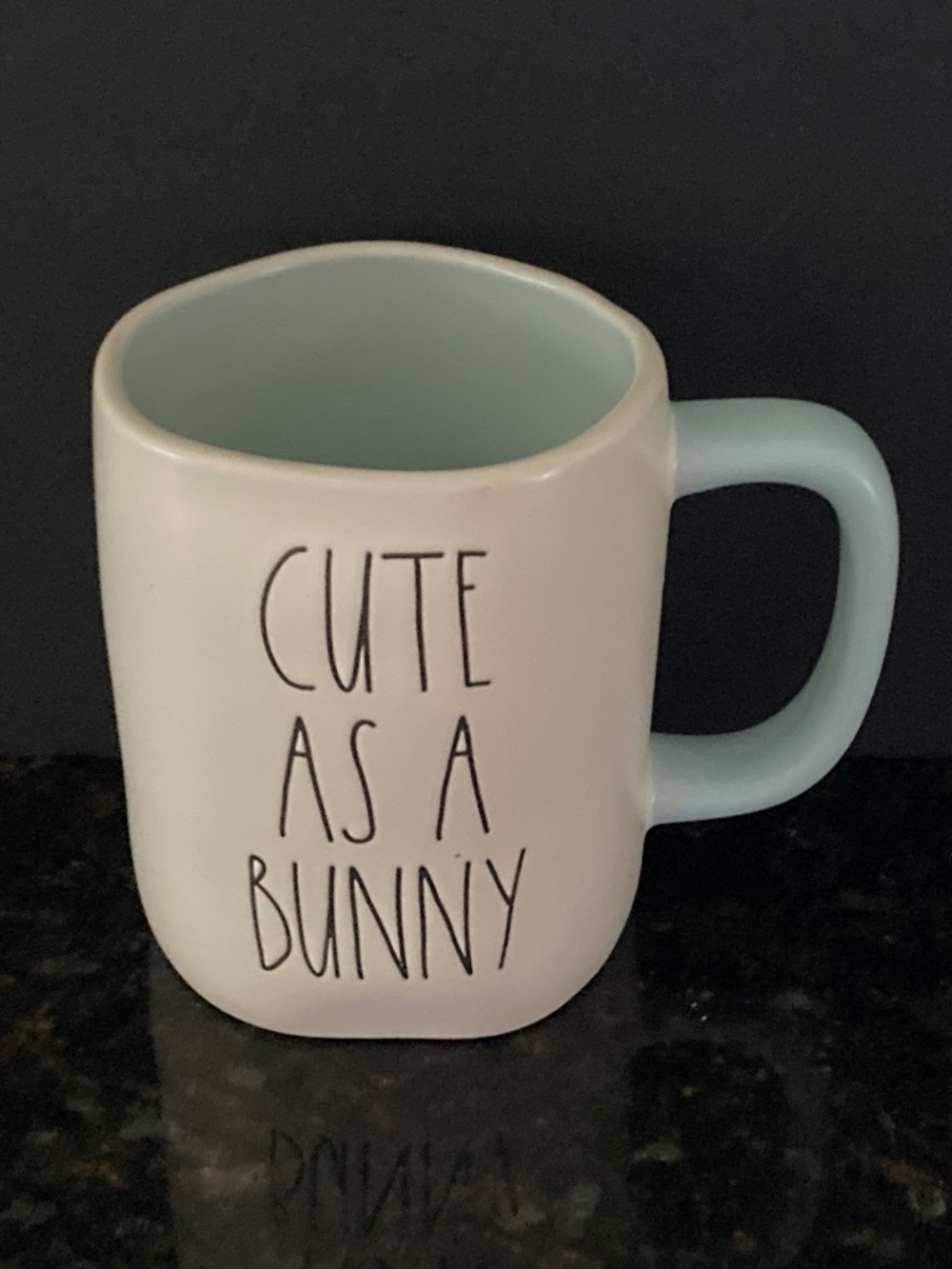 Rae Dunn "Cute As A Bunny" Coffee Mug/Blue Interior & Handle/NEW/NEVER USED!